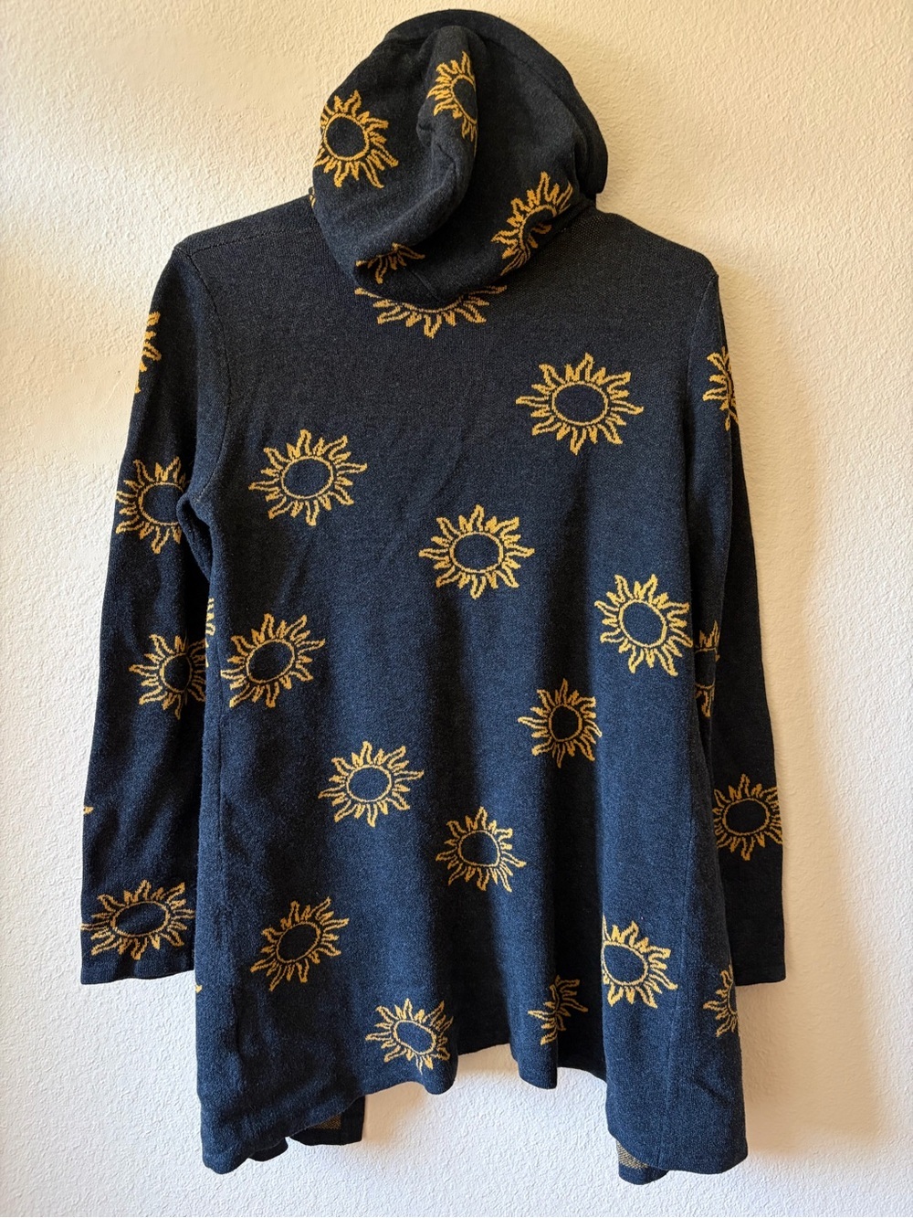 Belle by Bellini Hooded Sun Open Cardigan Black Knit Boho Cozy Sweater pockets - Picture 6 of 10